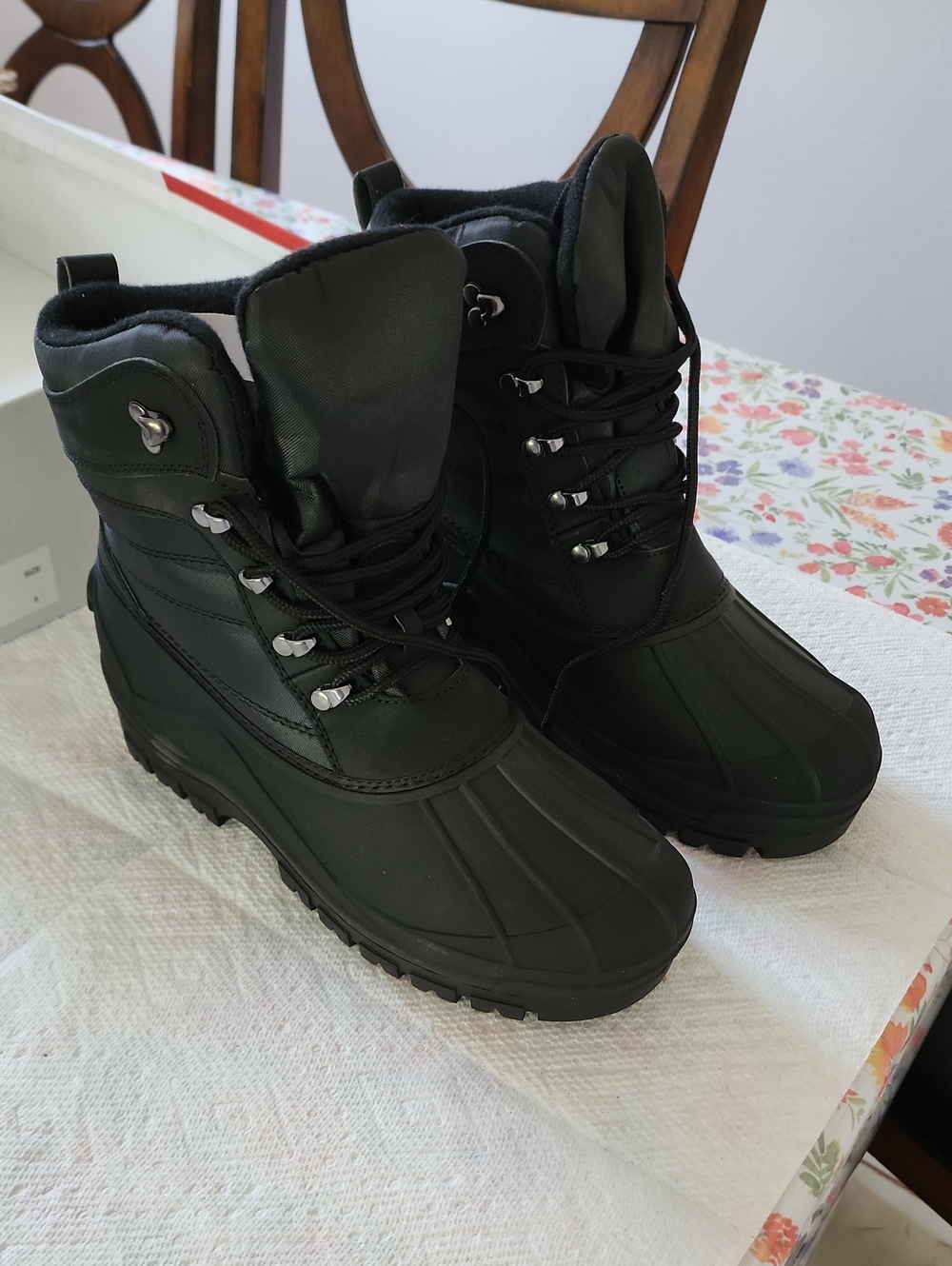 Insulated Black Men's Rain & Snow Boots with Lace-Up Secure Fit